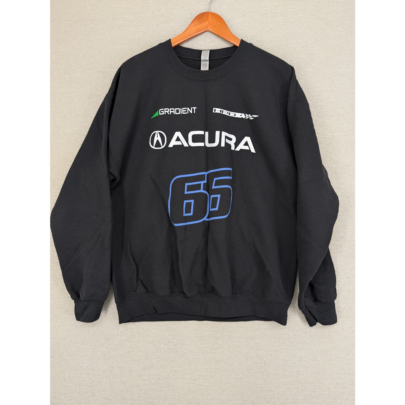 Gradient Racing Acura Hpd 66 Crew Sweatshirt Size Large Black Motorsports